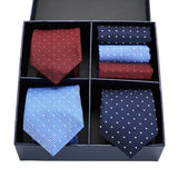 Men's Gift Box Tie 100% Silk Classic Jacquard Woven Tie and Hanky Set