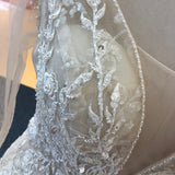 Sexy Deep V neck Long Lace Sleeve Mermaid Wedding Dress