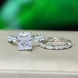 Sterling Silver Moissanite Gemstone Diamond Engagement Ring Fine Jewelry