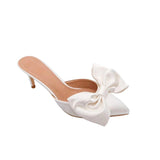 Women's Bowknot Cat Heel Low Heel Mid Heel Pointed Toe Shoes Slippers High Heels
