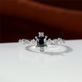 Black Zircon Square Crystal Stone Wedding Ring
