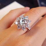 Real Moissanite Luxury Sun Flower Ring 2 Carat Diamond
