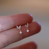 Elegant Sterling Silver French Simple Crystal Bud Stud Earrings