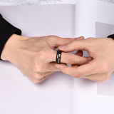 8mm Men Groove Beveled Edge Stainless Steel Wedding Band