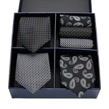 Men's Gift Box Tie 100% Silk Classic Jacquard Woven Tie and Hanky Set