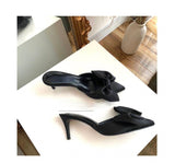 Women's Bowknot Cat Heel Low Heel Mid Heel Pointed Toe Shoes Slippers High Heels