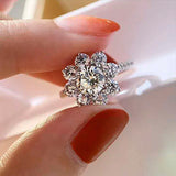 Real Moissanite Luxury Sun Flower Ring 2 Carat Diamond