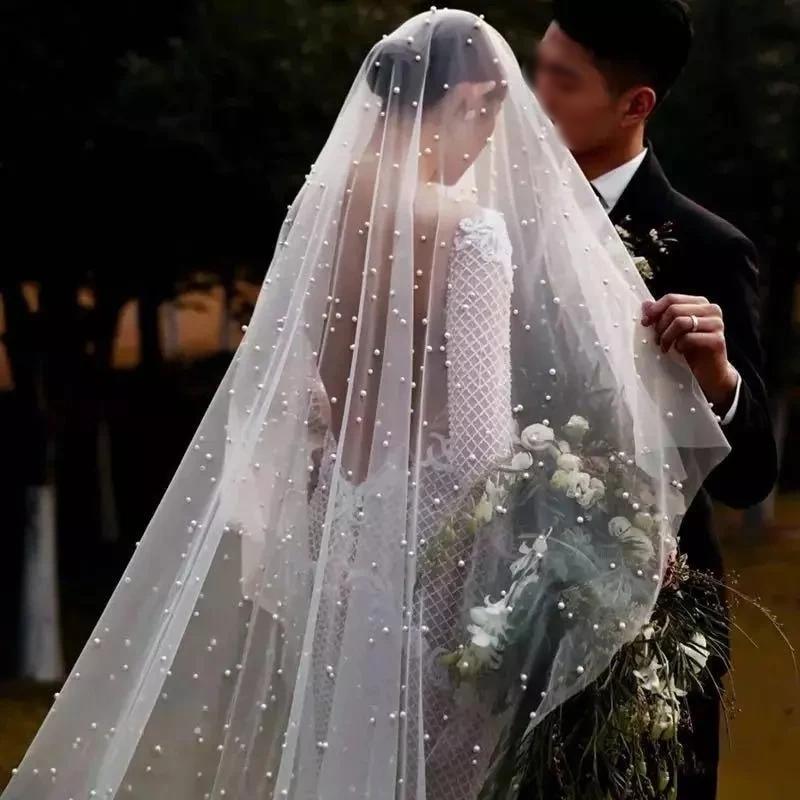 Without Comb Long Bridal Veil One Layer – Sandra