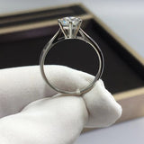 100% Real Moissanite Engagement Ring Platinum Plating 1CT 2CT 3CT Diamond Wedding Ring Classic 6 Prongs