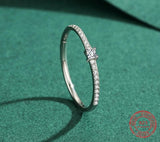 Sterling Silver Simple Square Clear CZ Charm Finger Ring