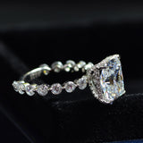 Sterling Silver Moissanite Gemstone Diamond Engagement Ring Fine Jewelry