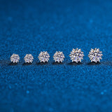 Classic 6 Prong Moissanite Stud Earrings 1CT- 2CT White Gold Plated VVS Lab Diamond Snowflake Studs