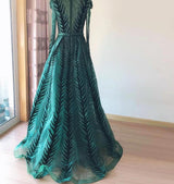 Sexy V Neck Long sleeve Dress- Heavily Beaded