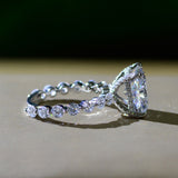 Sterling Silver Moissanite Gemstone Diamond Engagement Ring Fine Jewelry