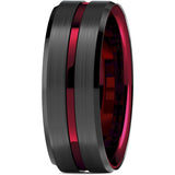 8mm Men Groove Beveled Edge Stainless Steel Wedding Band