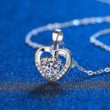 1 Carat Moissanite Pendant Heart Necklace with Platinum Plating