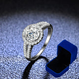 1 CT -100% GRA Moissanite Halo Engagement Wedding Ring With Side Stone-Fine Jewelry
