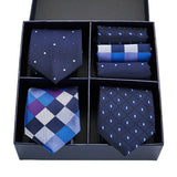 Men's Gift Box Tie 100% Silk Classic Jacquard Woven Tie and Hanky Set