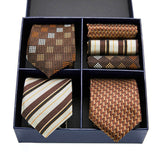 Men's Gift Box Tie 100% Silk Classic Jacquard Woven Tie and Hanky Set