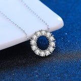 100% Moissanite Necklace- Circle Pendant Solid 925 Sterling Silver