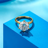 Certified 5CT-0.5CT Moissanite Engagement Ring-18K Gold Plated Sterling Silver Diamond Solitaire Ring