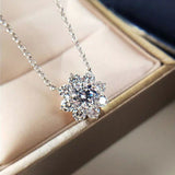 Moissanite 1 CT D Color VVS1 Excellent Cut Round Diamond Sunflower Pendant Necklace
