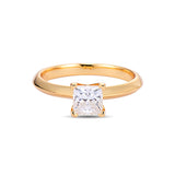 100% Real Moissanite Princess Cut Engagement Ring 18K Gold Plated