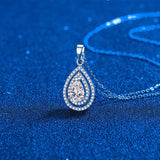 1CT Luxury Pear Cut Center Stone GRA Certified Moissanite Necklace with Halo
