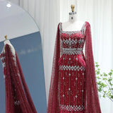 New Luxury Feather Crystal Evening Dress with Bling Cape