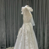 Beautiful Aline new design Wedding Dress with tulle ties