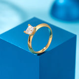 100% Real Moissanite Princess Cut Engagement Ring 18K Gold Plated