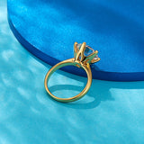 Certified 5CT-0.5CT Moissanite Engagement Ring-18K Gold Plated Sterling Silver Diamond Solitaire Ring