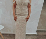 Elegant hand-made Couture Mermaid Evening Dress with Pearls - Strapless Long Formal Prom/Wedding Party Gown