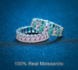 Certified 10.5CT 5.5MM Eternity Moissanite Ring Emerald Cut