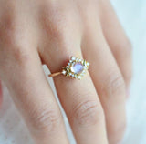 Gothic Goddess Moonstone Crescent Ring