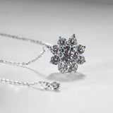Moissanite 1 CT D Color VVS1 Excellent Cut Round Diamond Sunflower Pendant Necklace