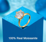 Certified 5CT-0.5CT Moissanite Engagement Ring-18K Gold Plated Sterling Silver Diamond Solitaire Ring