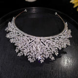 Luxury Handmade Multi Layer Leaf Design Crystal Wedding Crown