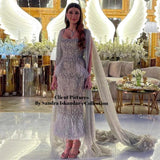 New Luxury Feather Crystal Evening Dress with Bling Cape