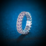 Certified 10.5CT 5.5MM Eternity Moissanite Ring Emerald Cut