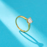 100% Real Moissanite Engagement Ring Classic 4 Prong Solitaire Diamond 18K Gold Plated