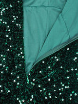 Elegant Single Sleeve Strapless Stretchy Sequin Evening Dress