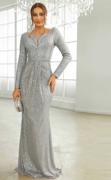 New Elegant Shimmery Long Sleeve Square Collar Bodycon Party Dress