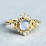 Gothic Goddess Moonstone Crescent Ring