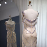 (Inspired by Kendall Jenner) Luxury Crystal Long Nude Mermaid Evening Dress