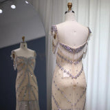 (Inspired by Kendall Jenner) Luxury Crystal Long Nude Mermaid Evening Dress