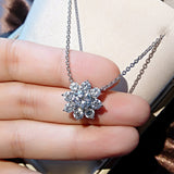 Moissanite 1 CT D Color VVS1 Excellent Cut Round Diamond Sunflower Pendant Necklace