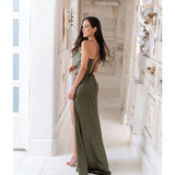 New Sling Sleeveless Slim Fit Open Back Slit Sexy Dress