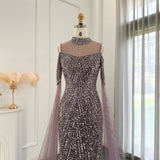 NEW Mint Green Luxury Mermaid Evening Dress with Cape Sleeves