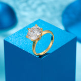 Certified 5CT-0.5CT Moissanite Engagement Ring-18K Gold Plated Sterling Silver Diamond Solitaire Ring